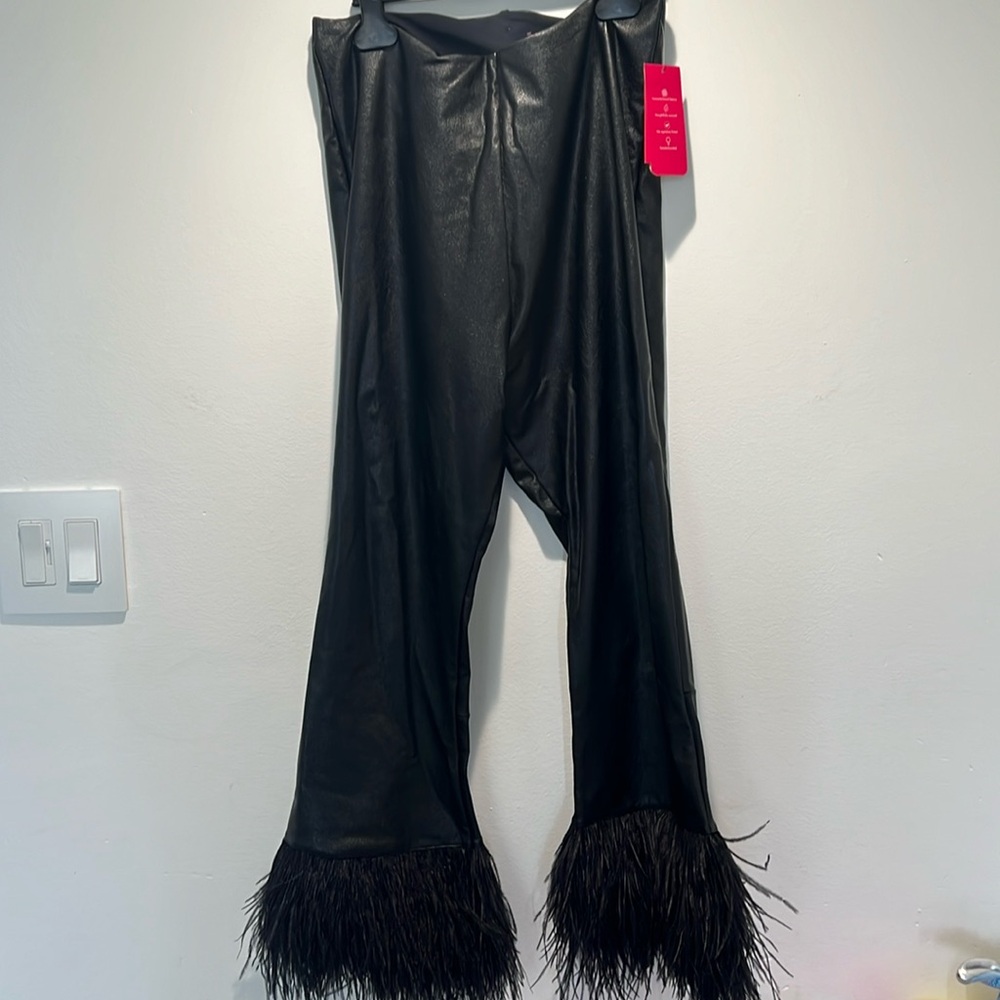 Commando Faux leather pants with feather